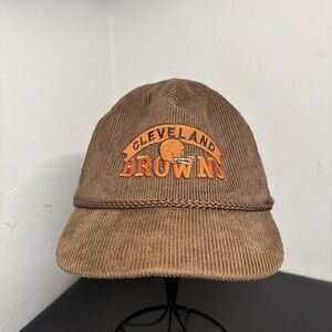 Vintage Cleveland Browns NFL AmaPro Cord Corduroy Hat Cap Adjustable Zipper Back